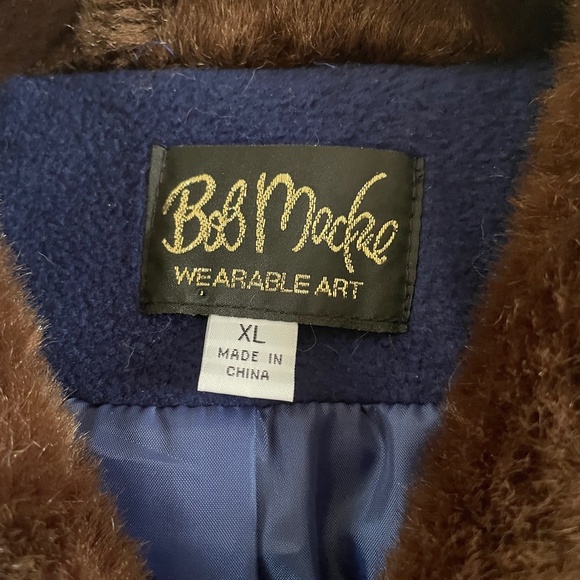 Bob Mackie Women Fleece Vest XL Faux Fur Collar Paisley Boho Western Embroidered - Picture 3 of 12